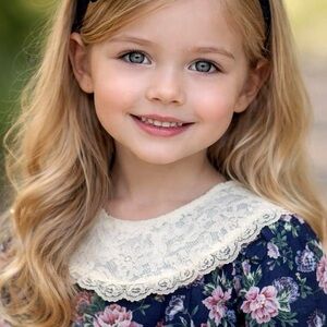 Prairie Dress Vintage Size 5 Years Long Sleeve Navy Floral Girls Dress